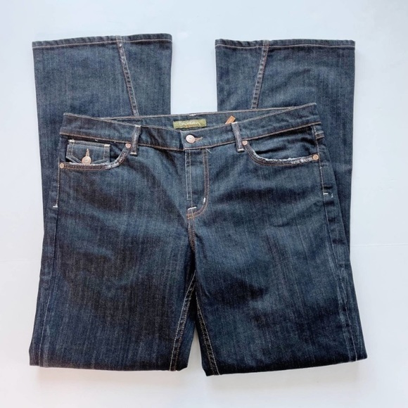 DAVID KAHN Jeans Women's 32 x 32 Nikki Twist Seam Flare Dark Wash Flap Pockets - Picture 3 of 10